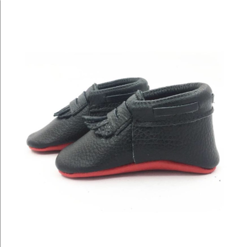BLACK RED BOTTOMS MOCCASINS *SALE*